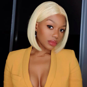 Blonde 613 Glueless 13x4 Frontal Lace Bob Wigs Pre-plucked