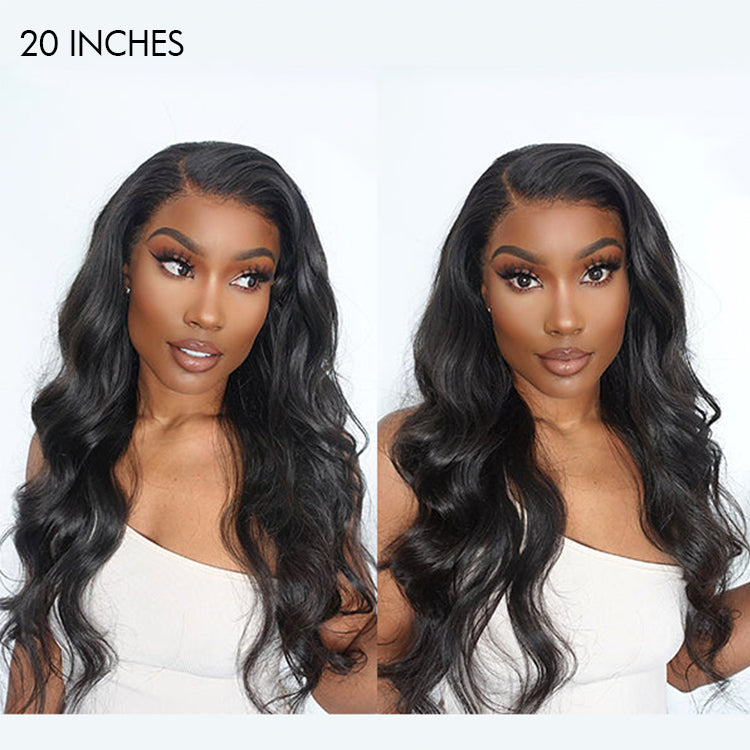Natural Black Body Wave 13x4 Frontal HD Lace Glueless Side Part Long Wig 100% Human Hair | Large & Small Cap Size