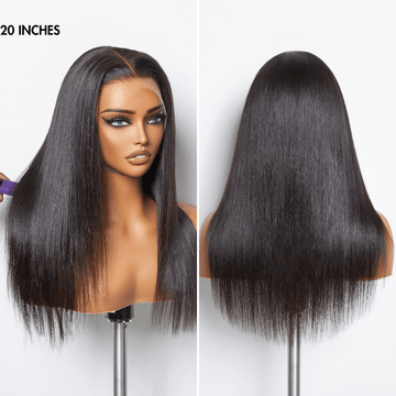 Back and front view of 20 inches silky straight lace front wig