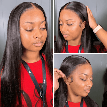 Lace front wig - Silky straight texture, middle part with baby hair, showing a natural hairline