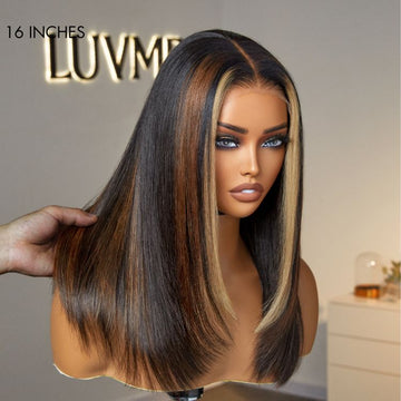 Limited Design | Luxurious Combo Color Highlights Silky Layered Cut Glueless 5x5 Closure HD Lace Long Wig