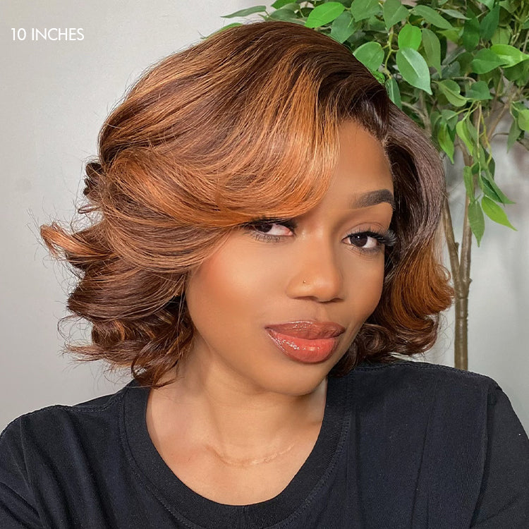 1 SEC INSTALL WIG | Mature Boss Brown Ombre Highlight / Natural Black Loose Wave Glueless Minimalist HD Lace Wig Ready to Go