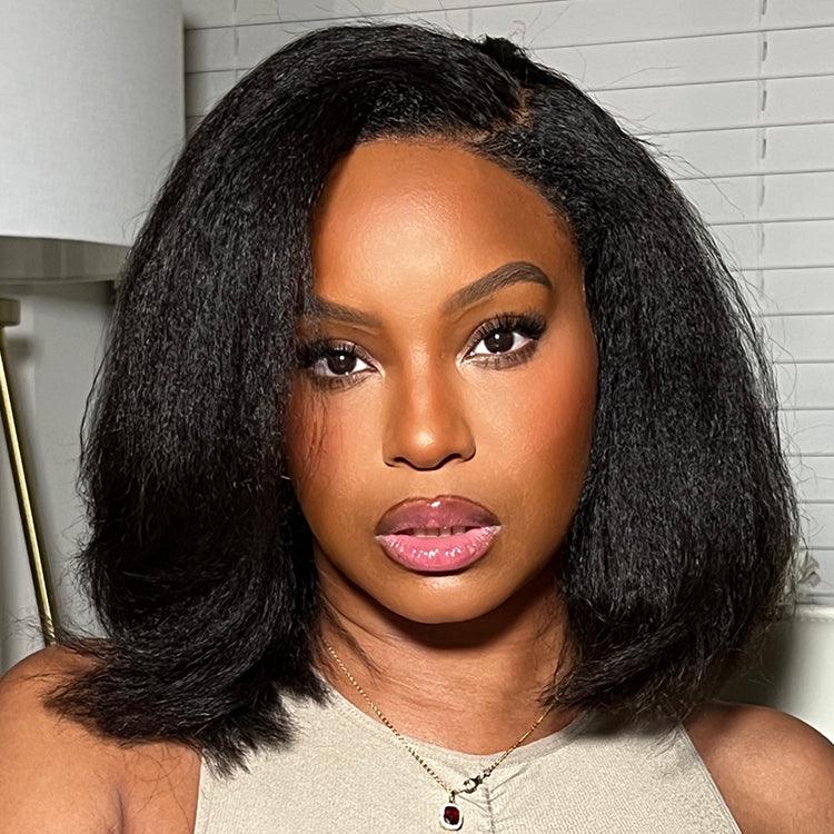 4C Edges | Ready-to-Wear Kinky Straight Bob Minimalist Lace Glueless Deep C Part Short Wig