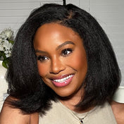 4C Edges | Ready-to-Wear Kinky Straight Bob Minimalist Lace Glueless Deep C Part Short Wig