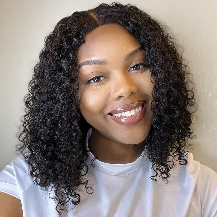 Vacation Vibes Water Wave 4x4 Closure Lace Glueless Mid Part Short Wig 100% Human Hair