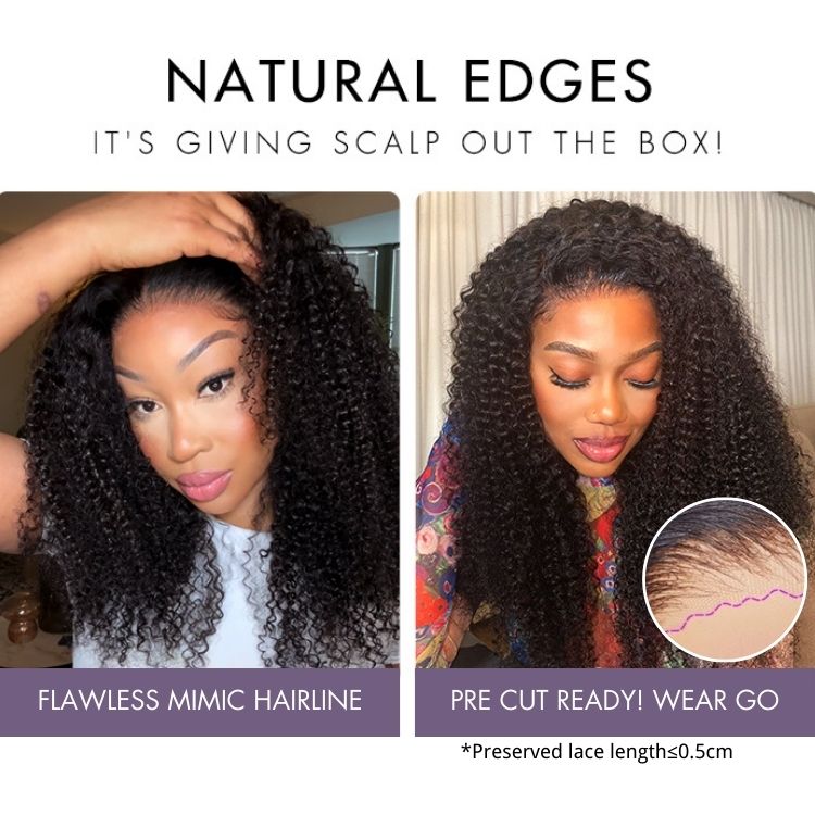 Go Natural Ease | Kinky Curly Full Hair Glueless 5x5 Closure Lace Mid Part Wig Ready to Go