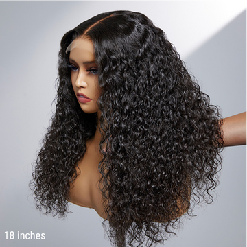200% Density Water Wave 5x5 Closure HD Lace Glueless Long Wig 100% Human Hair