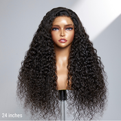 200% Density Water Wave 5x5 Closure HD Lace Glueless Long Wig 100% Human Hair