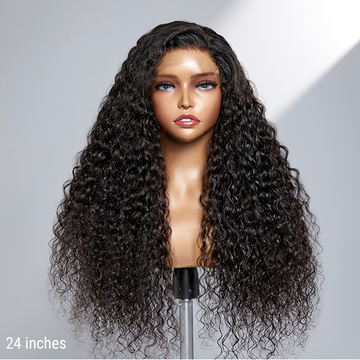 200% Density Water Wave 5x5 Closure HD Lace Glueless Long Wig 100% Human Hair