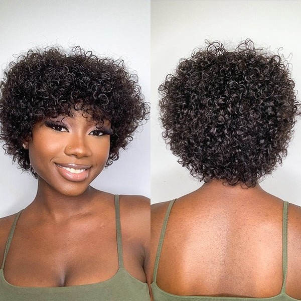 Luvme Hair Throw On & Go | Ultra Natural Lightweight Bouncy Wig with Bangs 100% Human Hair