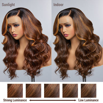 Limited Design | Blonde Highlight Loose Body Wave Glueless 13x4 Frontal HD Lace Long Left Side part Wig 100% Human Hair