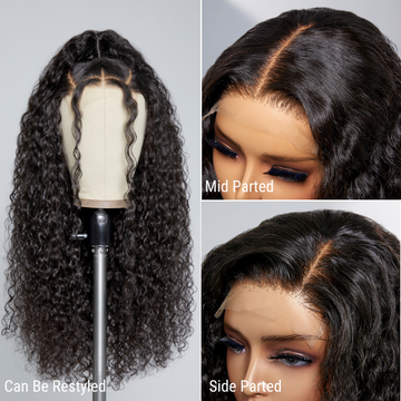 200% Density Water Wave 5x5 Closure HD Lace Glueless Long Wig 100% Human Hair