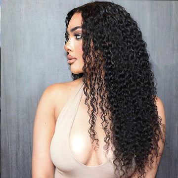 Deep Wave 5×5 Closure HD Lace Glueless Mid Part Long Wig 100% Human Hair