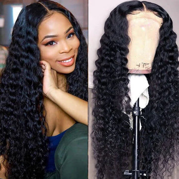 Deep Wave 5×5 Closure HD Lace Glueless Mid Part Long Wig 100% Human Hair