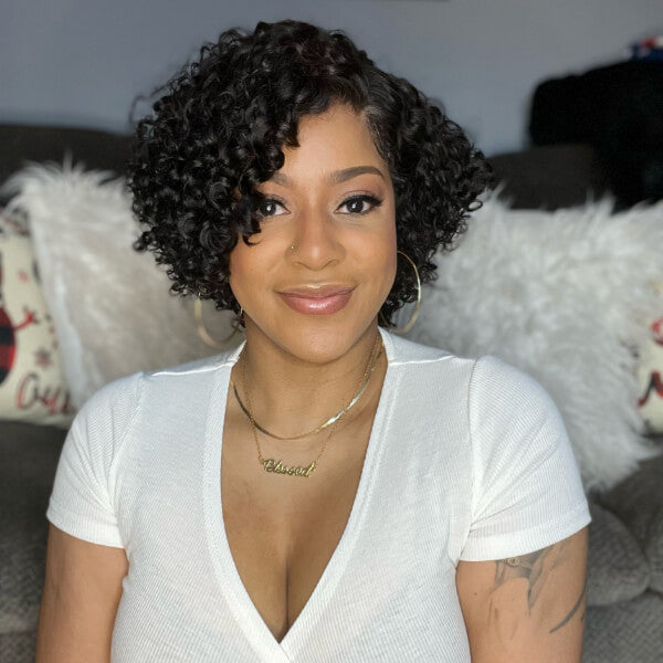 Luvmehair Short Cut Wig HD lace Undetectable Lace Wig Deep Curly Wig Pre-plucked Hairline Wig