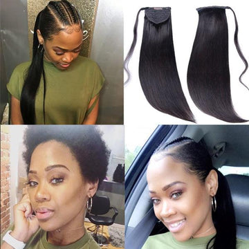 The ponytail wig provides a convenient, short-term, protective ponytail styling solution for women with short hair