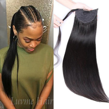 Ponytail wig creates a long ponytail look for black women with braided hair