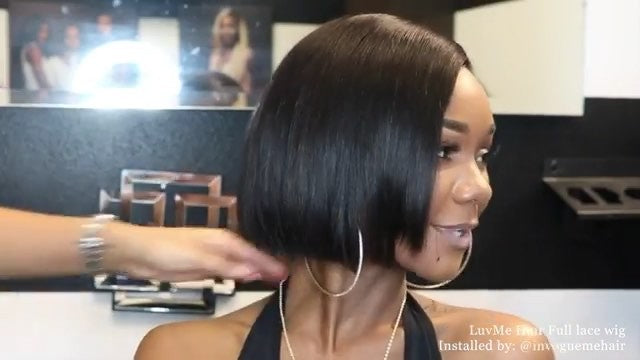 How to cut 12-inch full lace wig straight into a short bob Ft. LUVME HAIR