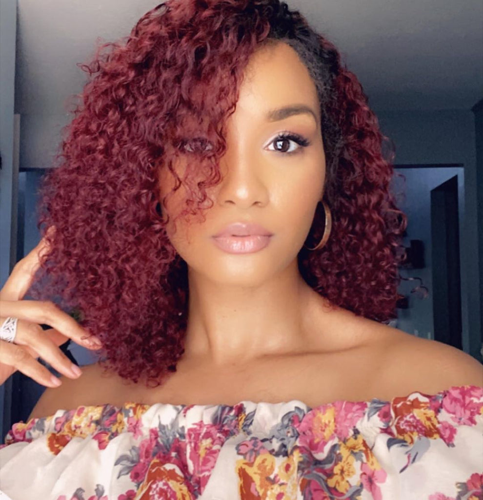Glueless install & style on this burgundy curly unit | Luvme Hair Review