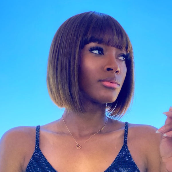 Glueless Short Bob Wig With Bangs - US ONLY-03