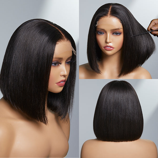 Glueless 4x4 Closure Undetectable HD Lace Bob Wig 100% Human Hair | Pre-bleached Knots-02