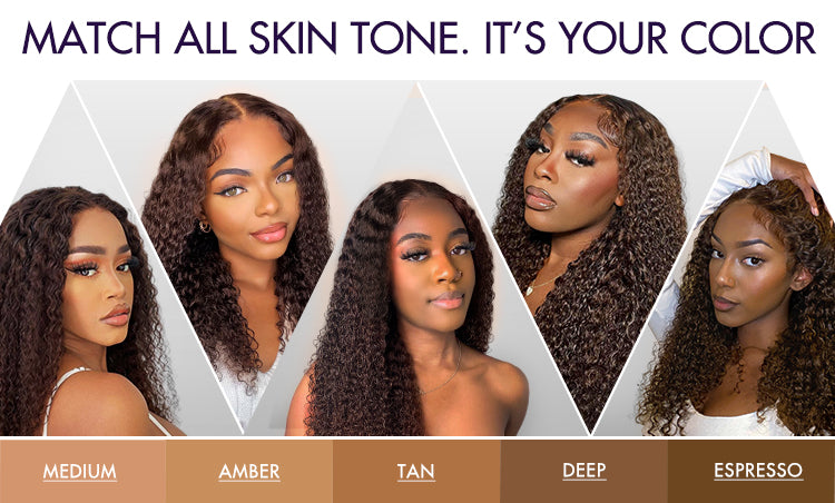 LUVME Chocolate Brown Curly Wig Fit For All Skin Tone