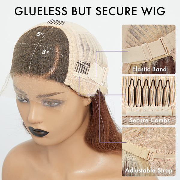 Brown Blonde Ombre Body Wave 5x5 Closure HD Lace Glueless Side Part Wig 100% Human Hair-05