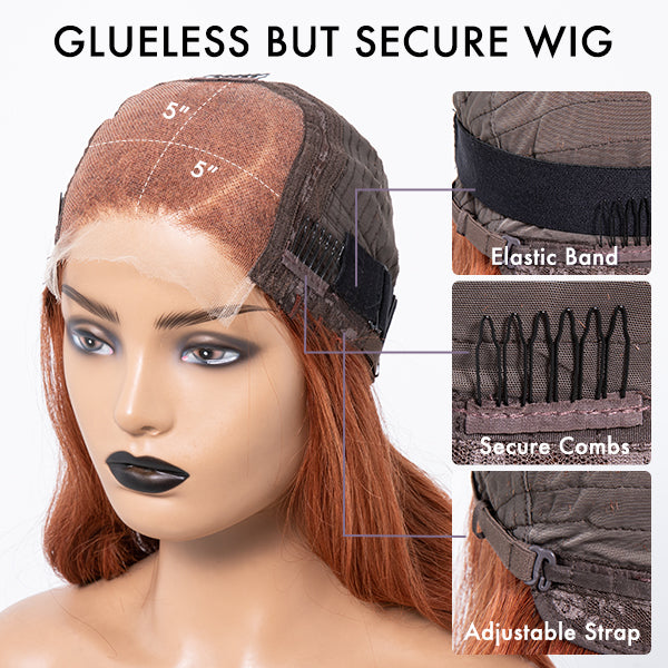 Luvme cinnamon brown 5x5 closure wig with loose wave and straight styles, HD lace, glueless design, US only