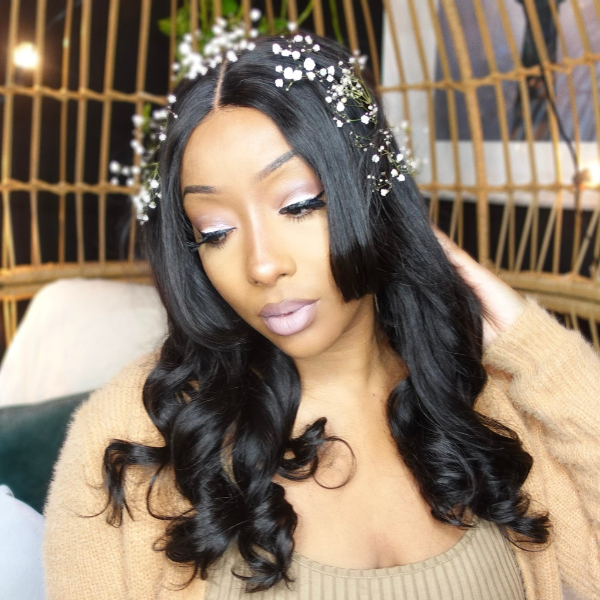 Natural Black Loose Wave Minimalist HD Lace Glueless Long Wig with Bangs - US ONLY-04