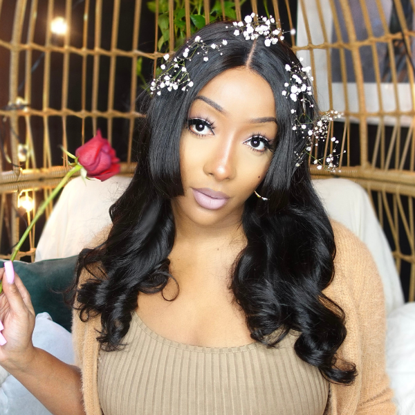 Natural Black Loose Wave Minimalist HD Lace Glueless Long Wig with Bangs - US ONLY-05