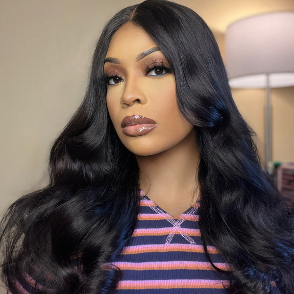 Natural Black Loose Wave Minimalist HD Lace Glueless Long Wig with Bangs - US ONLY-01