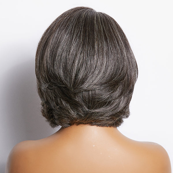 Limited Design | Salt & Pepper Side Part Bob Style Glueless 4x4 Closure Lace Wig-05