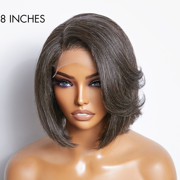Limited Design | Salt & Pepper Side Part Bob Style Glueless 4x4 Closure Lace Wig-03