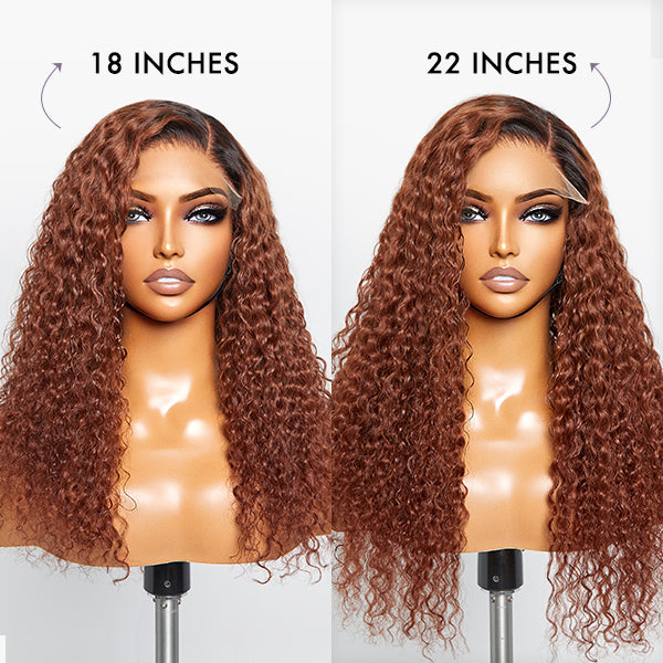Reddish Brown Ombre Water Wave Glueless 5×5 Closure Lace Wig Pre-bleached - US ONLY-05