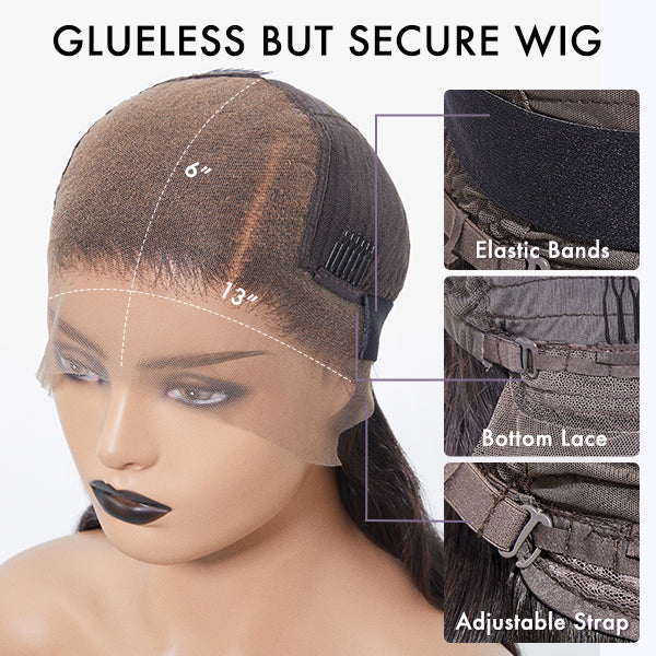 Glueless 13x6 Frontal Lace Natural Black Body Wave Side Part Long Wig 100% Human Hair - US Only-09