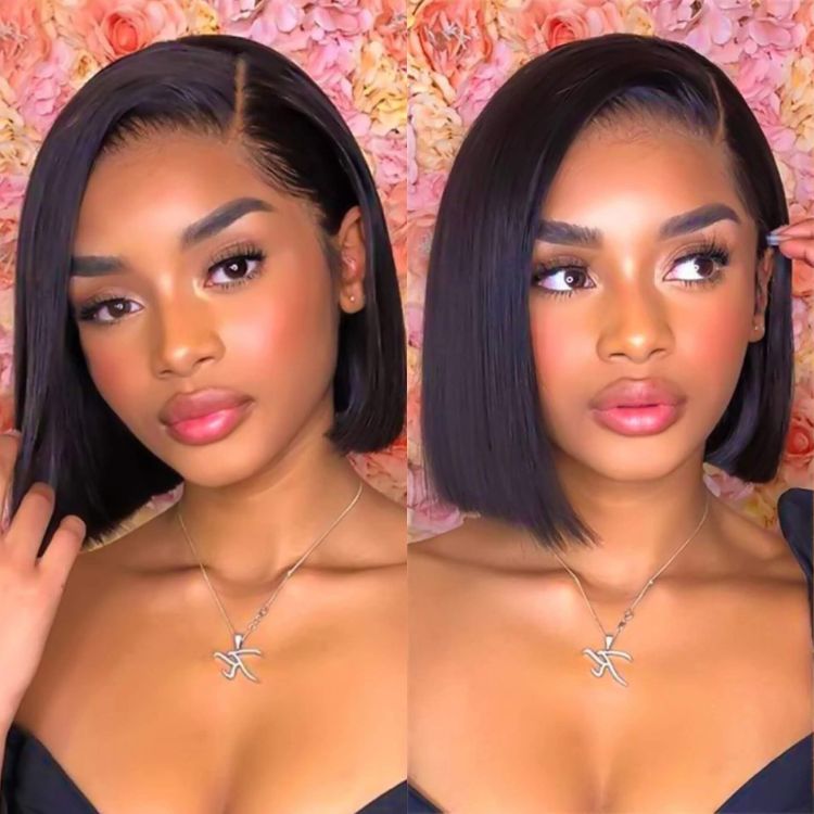 Asymmetric Bob Minimalist HD Lace Glueless C Part Short Wig 100% Human Hair - US Only-01