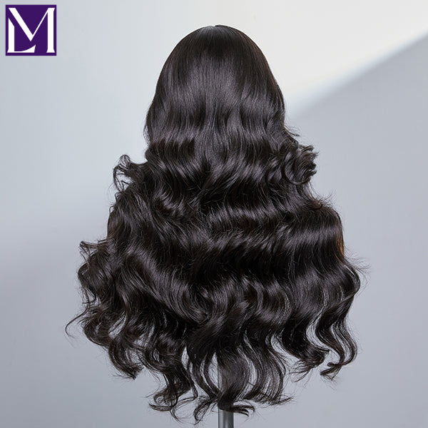 Luvme 200% Mega Density natural black body wave 5x5 closure lace glueless long wig made of 100% human hair.