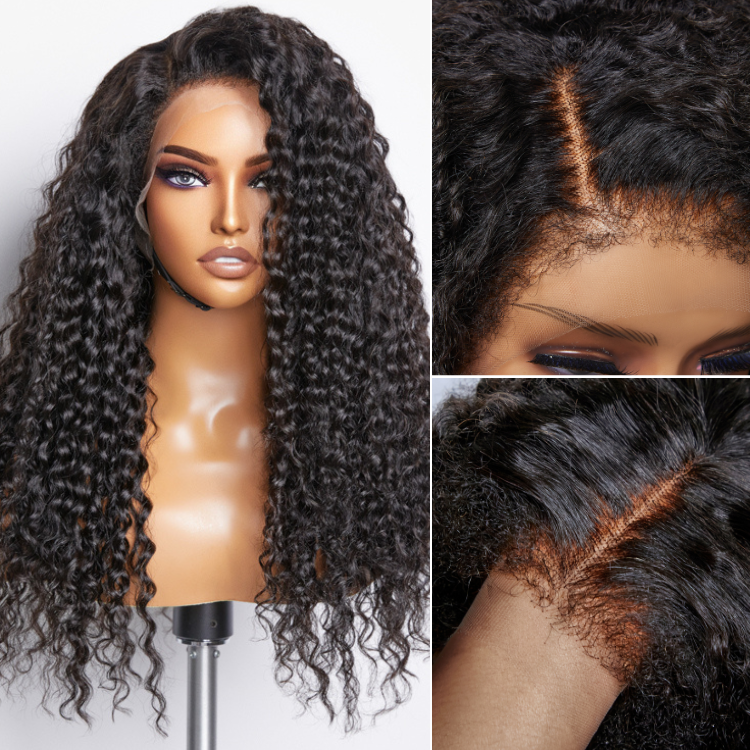 4C Edges | Right Side Part Glueless 5x5 Closure / 13x4 Frontal HD Lace Ear to Ear Fluffy Water Wave Wig- US ONLY-06