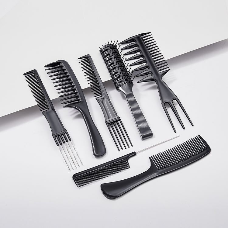 Luvme 7-piece antistatic heat-resistant hair comb set for all hair types and styles, displayed in a close-up image.