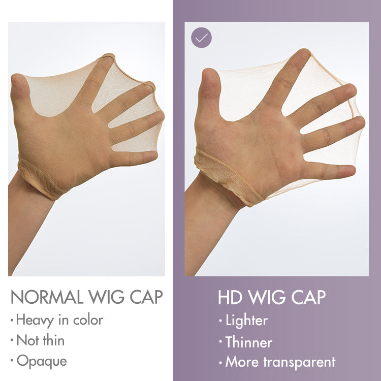 Luvme 10-pack stretchy, breathable wig caps with non-slip elastic bands for lace frontal wigs, shown in a close-up view.