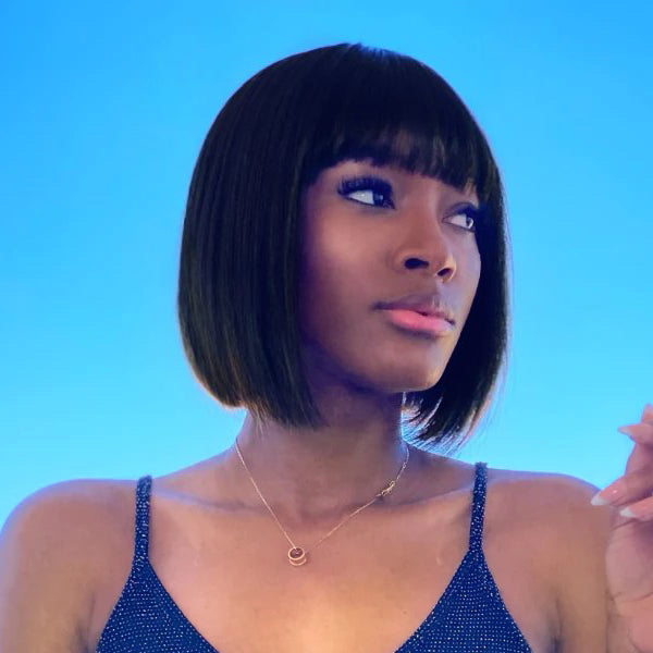 Glueless Short Bob Wig With Bangs - US ONLY-01