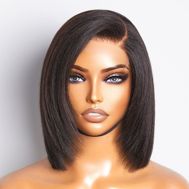 Special Deal | Layered Cut Yaki Straight Left C Part Glueless Minimalist HD Lace Bob Wig Ready to Go