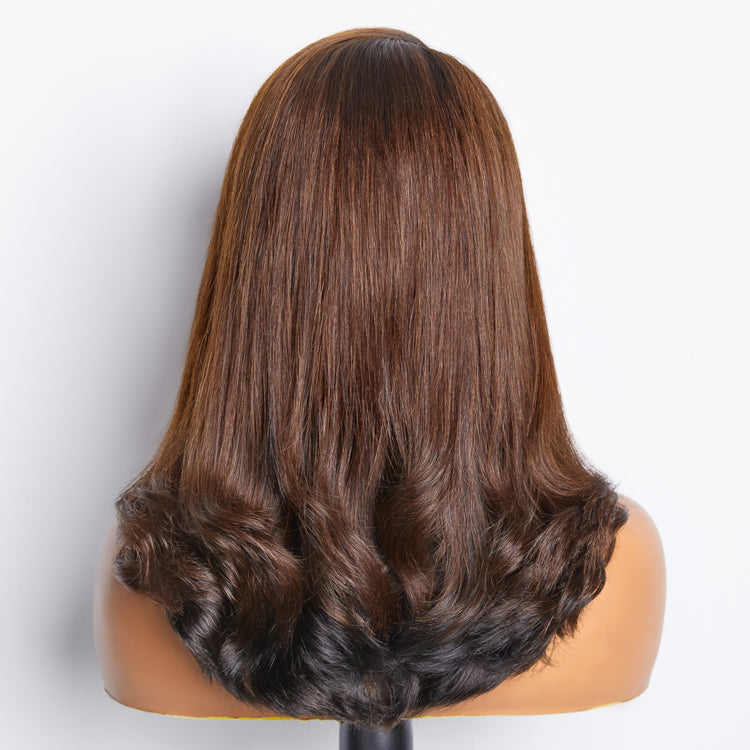 Brown with Black Peekaboo Loose Body Wave Glueless 5x5 Closure Lace Wig-08