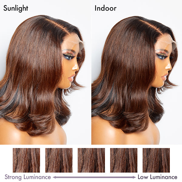 Brown with Black Peekaboo Loose Body Wave Glueless 5x5 Closure Lace Wig-06