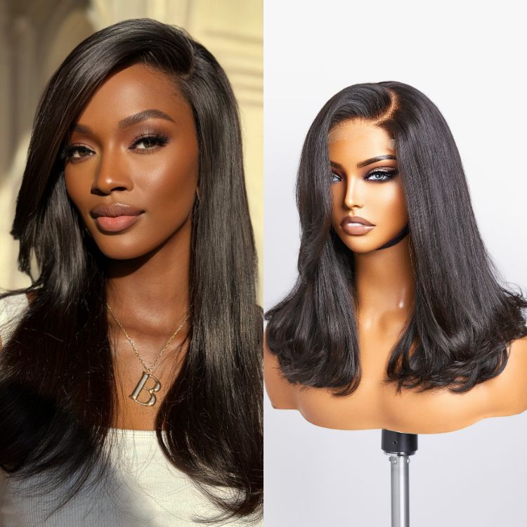 Limited Design | 90's Blowout 5x5 HD Lace Glueless C Part Long Wig with Bangs 100% Human Hair-05
