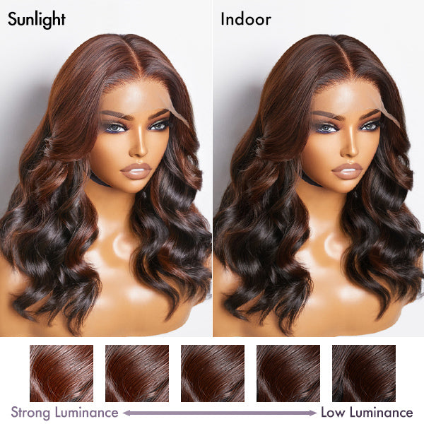 Peekaboo Bronze Brown Loose Body Wave Glueless 5x5 Closure HD Lace Wig | Large & Small Cap Size-03