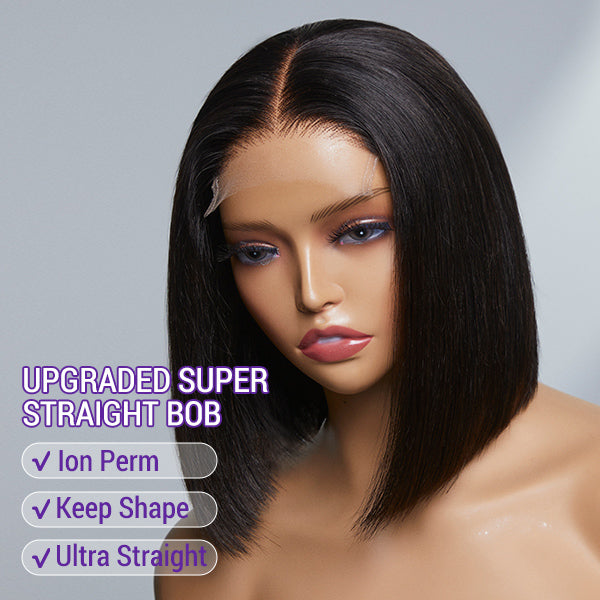 Luvme Hair Ion Perm Ultra Straight glueless minimalist lace bob wig with HD lace and natural straight style on a mannequin head