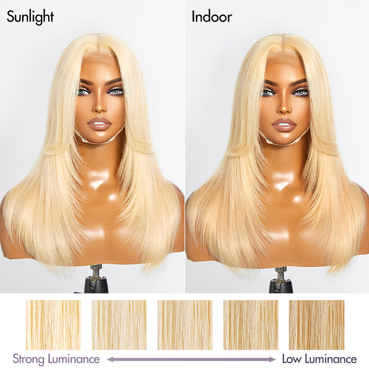 Limited Design | 613 Blonde Curtain Bangs Layered Cut Glueless 5x5 Closure HD Lace Wig-08