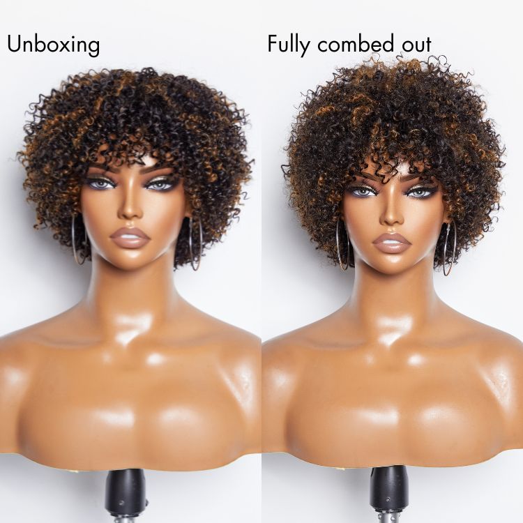 Ready to Go Blonde Highlights Afro Curls Light Weight Glueless Short Wig - US Only-05