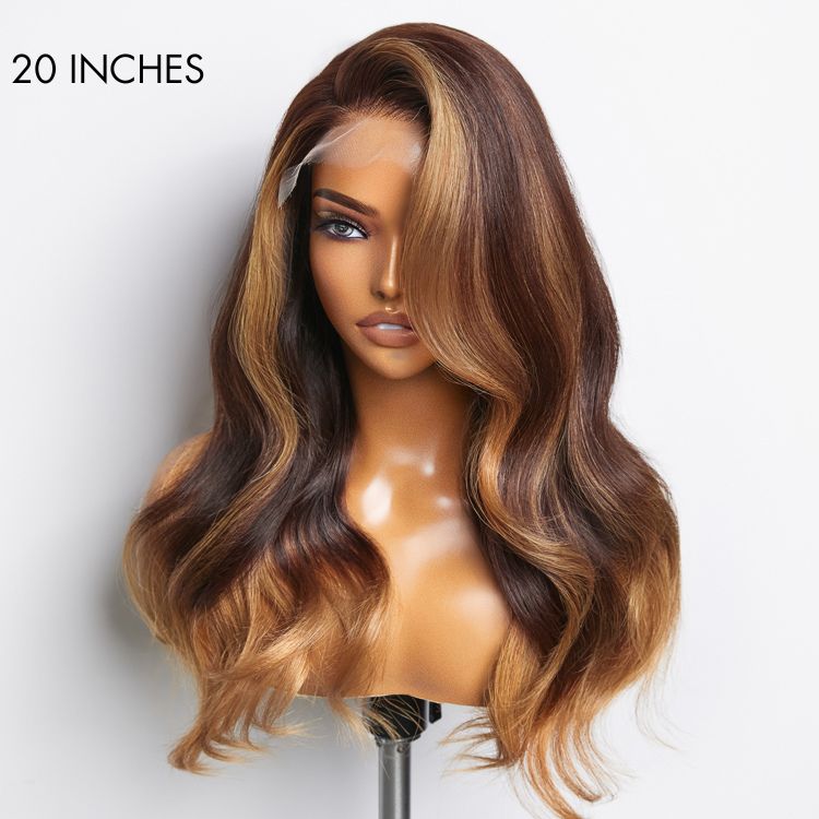 Limited Design | Blonde Ombre Highlights Loose Wave Glueless 5x5 Closure HD Lace Wig | Large & Small Cap Size-02